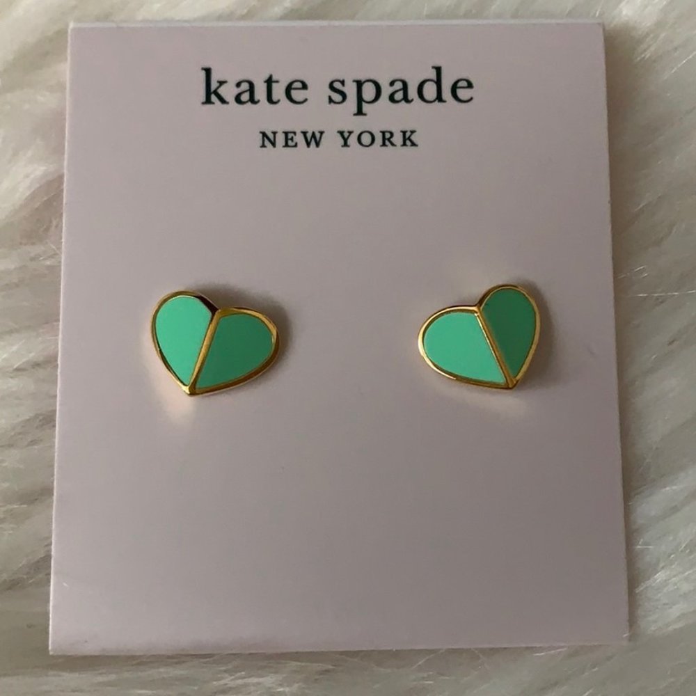 KATE SPADE Heritage Spade Heart Earrings in Mint